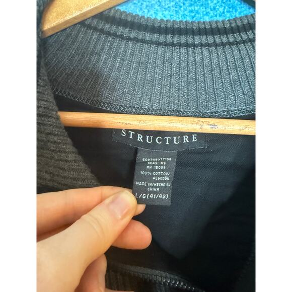 Vintage 90s Structure Men’s Sweater Gray Pullover Size L 100% Cotton Y2K Retro - Picture 4 of 12